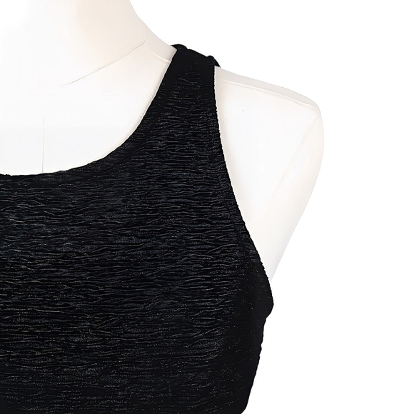 MINKPINK Black Cutout Mini Dress Textured Size M Sexy Sleeveless Zippered Back - Picture 4 of 6